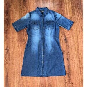 Women’s Large Denim Dress Shirt Westernwear Countrywear Cowgirlwear Midi Dress